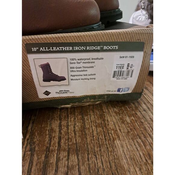 New Men's 11 EE Cabela's Iron Ridge Waterproof Hunting Winter Leather Boots 10" - Picture 2 of 9